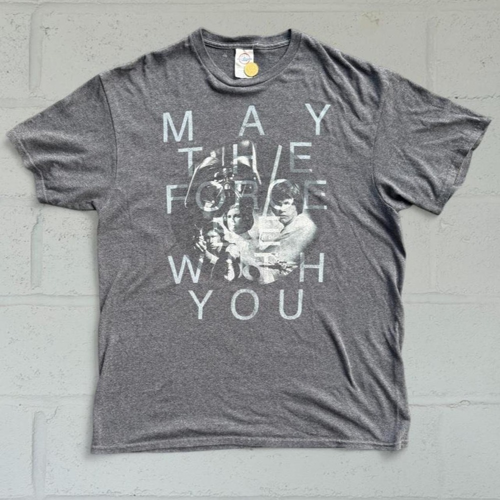 Vintage Star Wars May The Force Be With You T-Shirt Delta Grey Mens Large